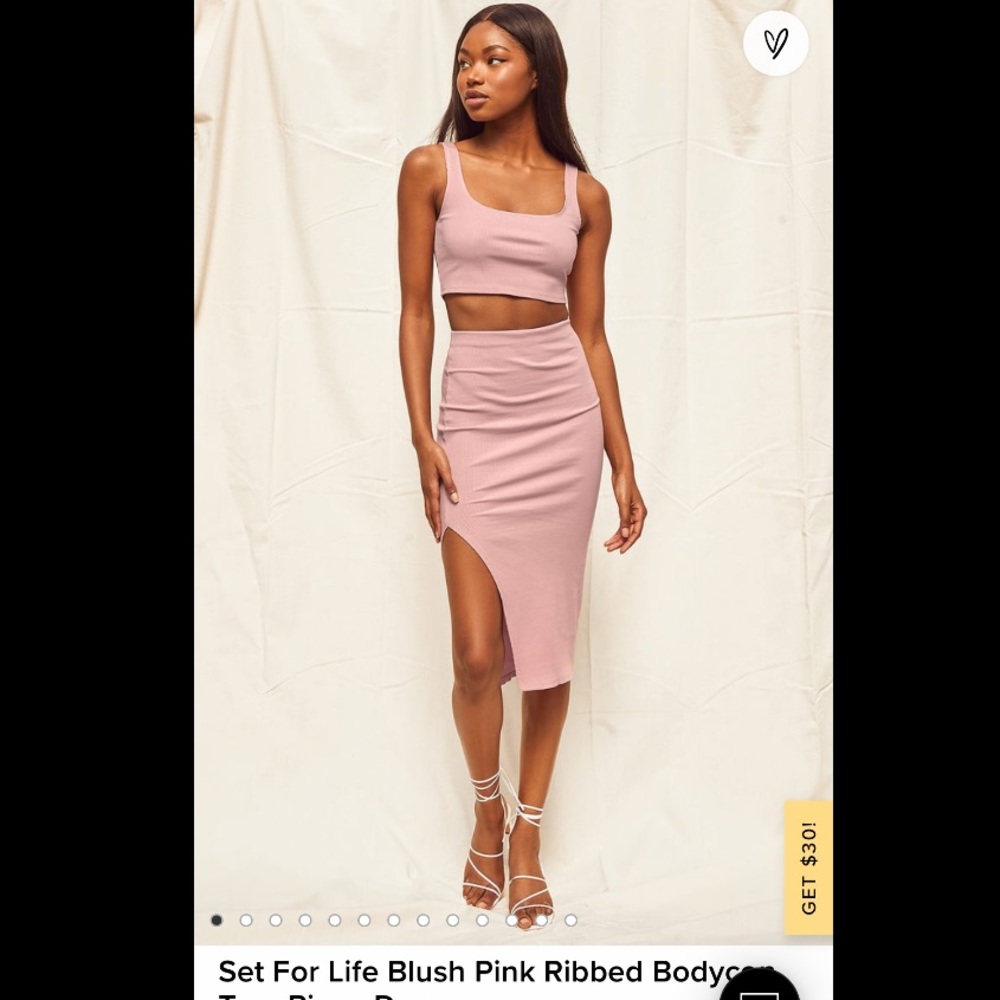 Set For Life Blush Pink Ribbed Bodycon Two-Piece Dress